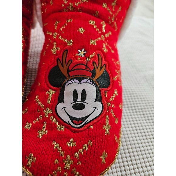 Disney Christmas Slipper Boots, Red, Size L 9/10, Festive Mickey & Minnie Design - Picture 2 of 9